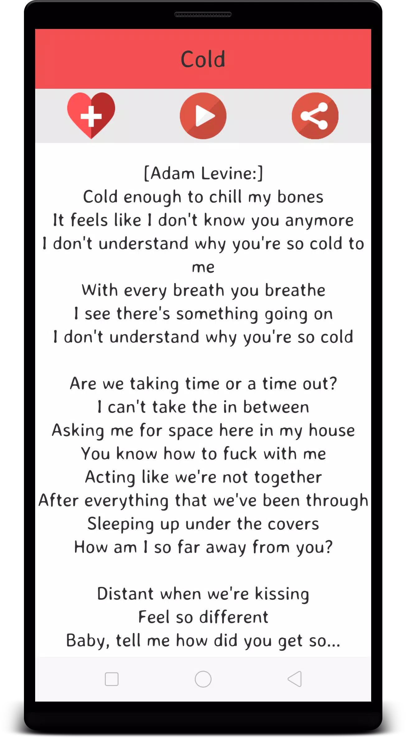Maroon 5 Lyrics Screenshots