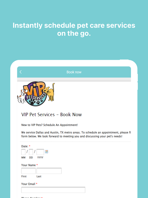 VIP Pet Services iPad 스크린샷