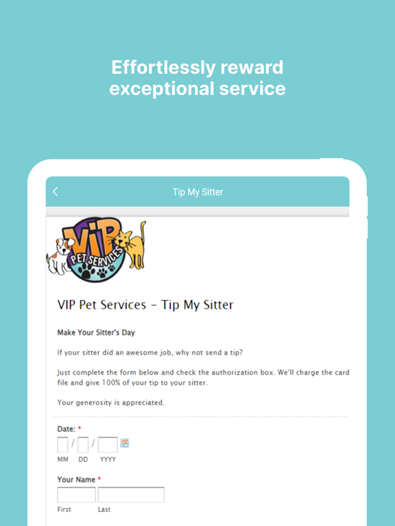 VIP Pet Services iPad 스크린샷