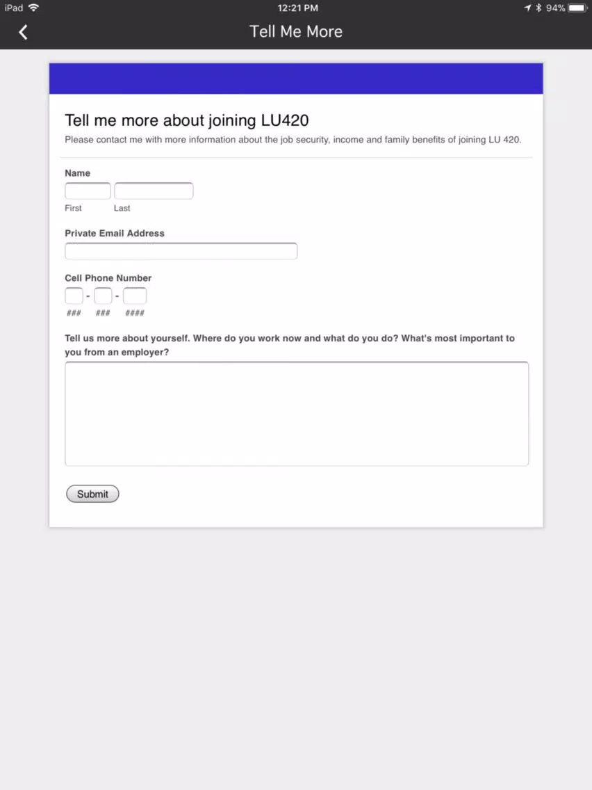 UA Local 502 iPad Screenshots
