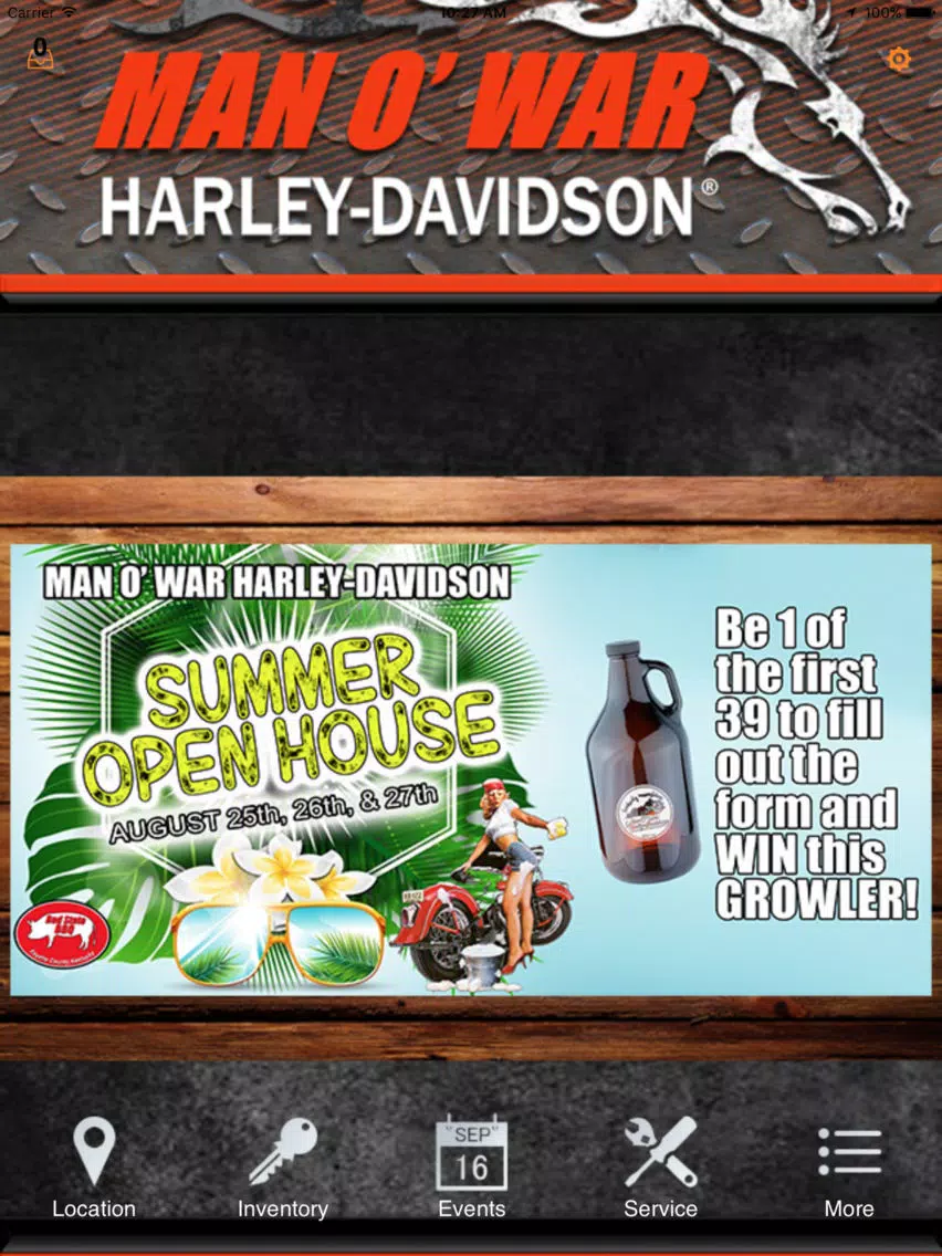 Man O' War Harley-Davidson iPad Screenshots