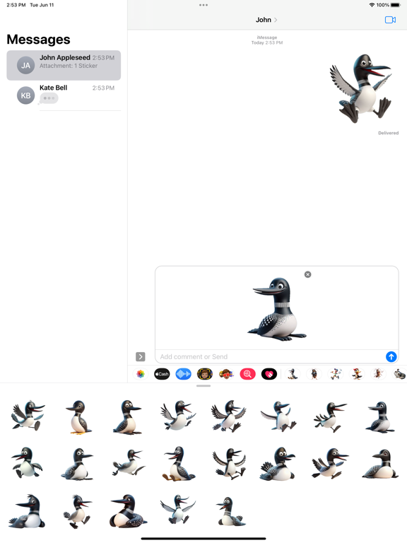 Happy Loon Stickers iPad Screenshots
