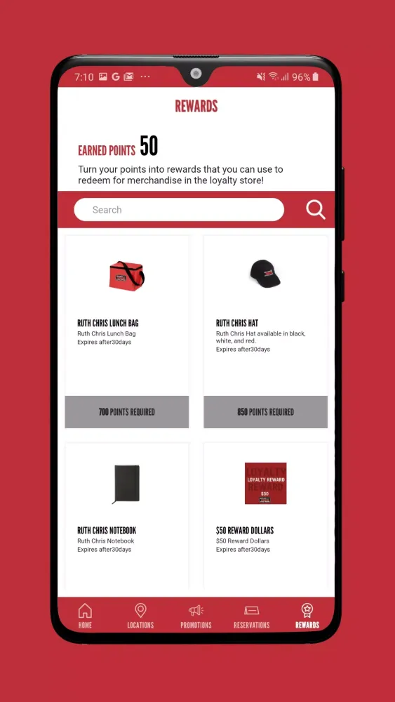 Ruth's Chris TA Rewards Screenshots