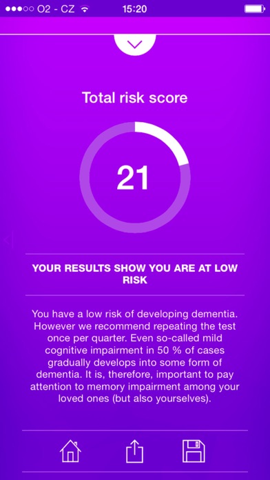 Capturas de tela do Dementia Test - risk calculator of dementia