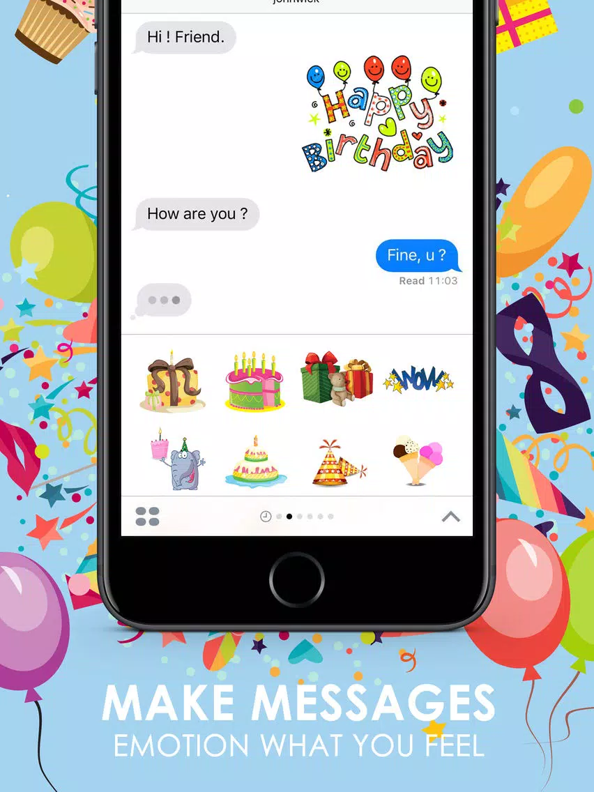 Birthday Emoji Stickers Keyboard Themes ChatStick iPad Screenshots
