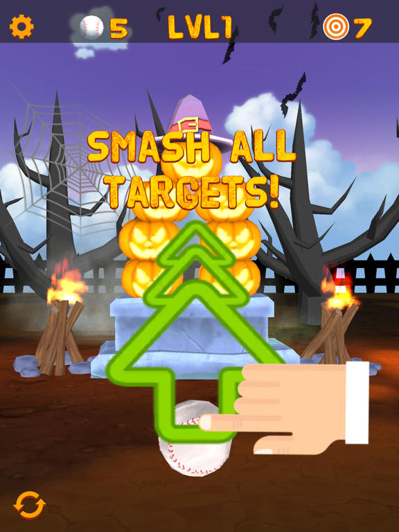 Tangkapan skrin Swipe & Knockdown Pumpkins 2 iPad 