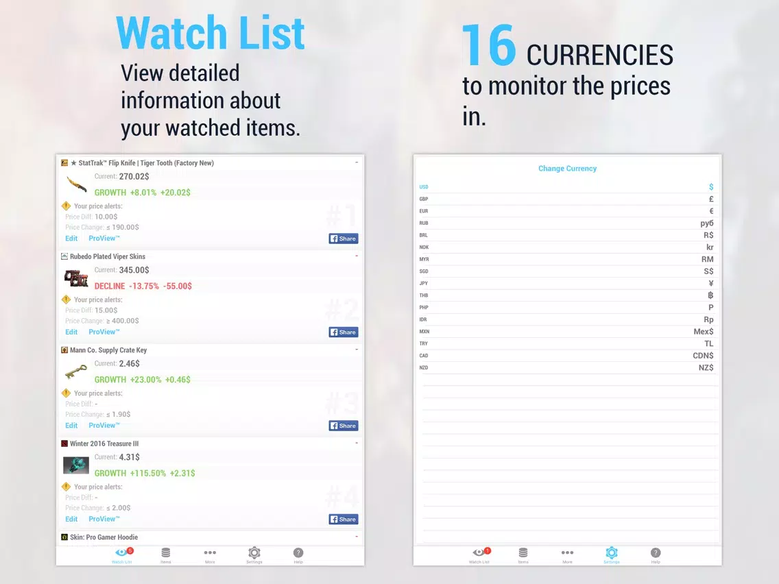 Market Monitor for STEAM Community games - Pro Version iPad 应用截图