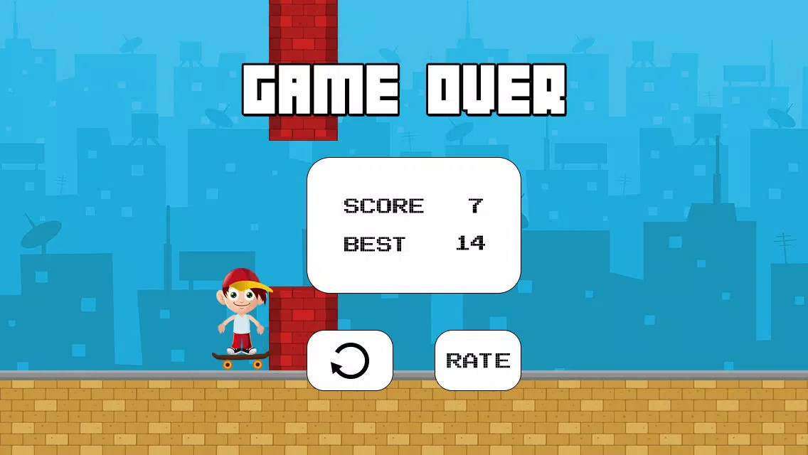 Jack The Jumpy Skateboard Kid - Red cap boy escape game with 8-bit graphics Screenshots