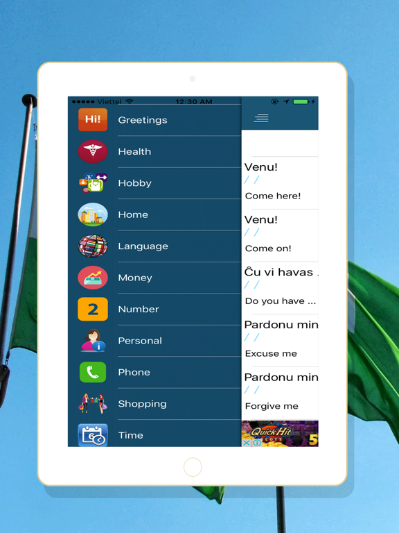ภาพหน้าจอของ Communicate Esperanto iPad