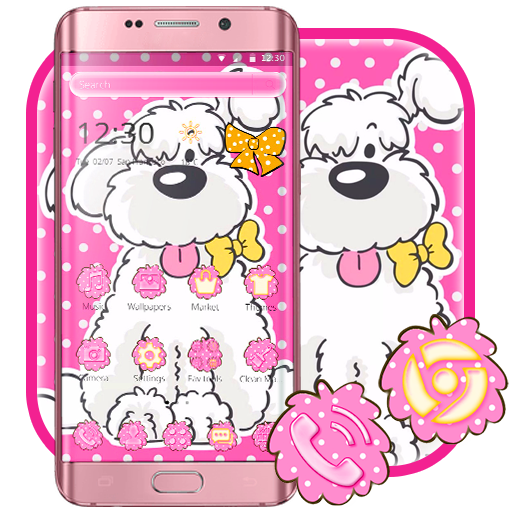 Pink White Kawaii Puppy Theme