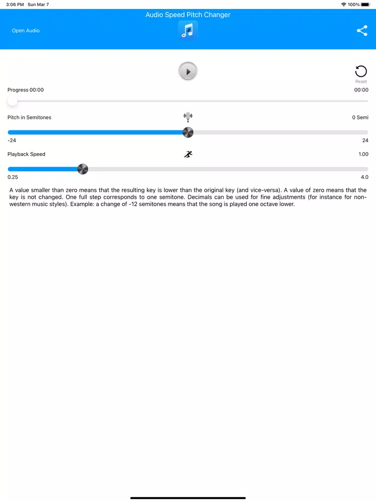 Audio Speed Pitch Changer iPad Screenshots