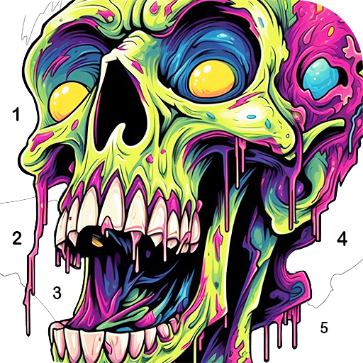 Skull Color, Color by Number Skull Color, Color by Number