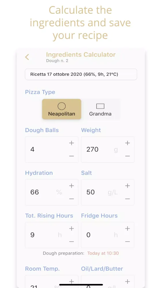 Pizza Dough Calculator Screenshots