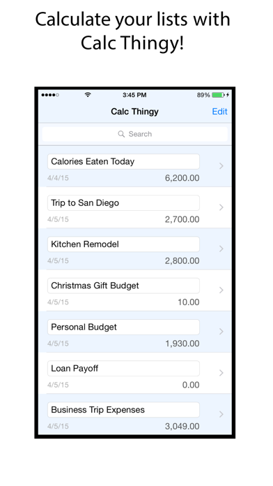 Calc Thingy - Calculate your lists Screenshots