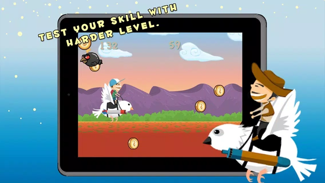 ภาพหน้าจอของ Mr Bird Crossy Flying double shooting