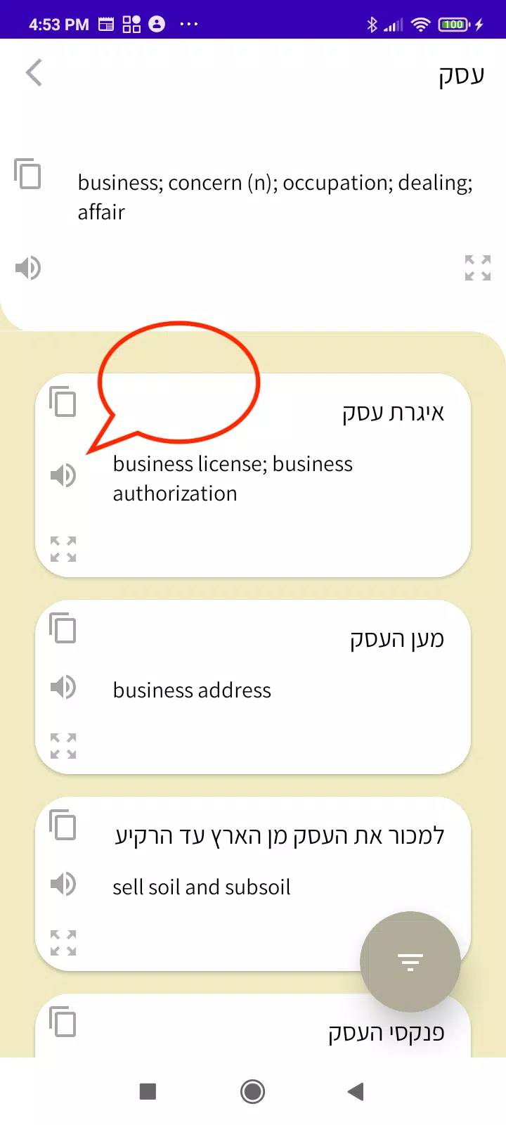 Hebrew-English Business Dict. Screenshots