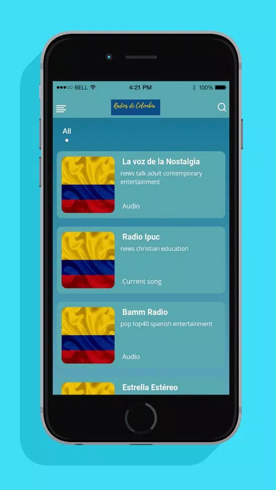 Tangkapan skrin Radio de Colombia