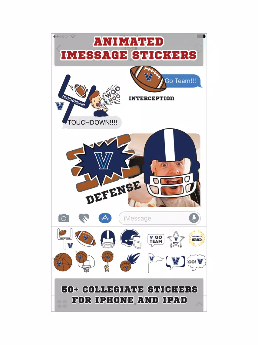 Villanova Wildcats Animated+Stickers for iMessage iPad Screenshots