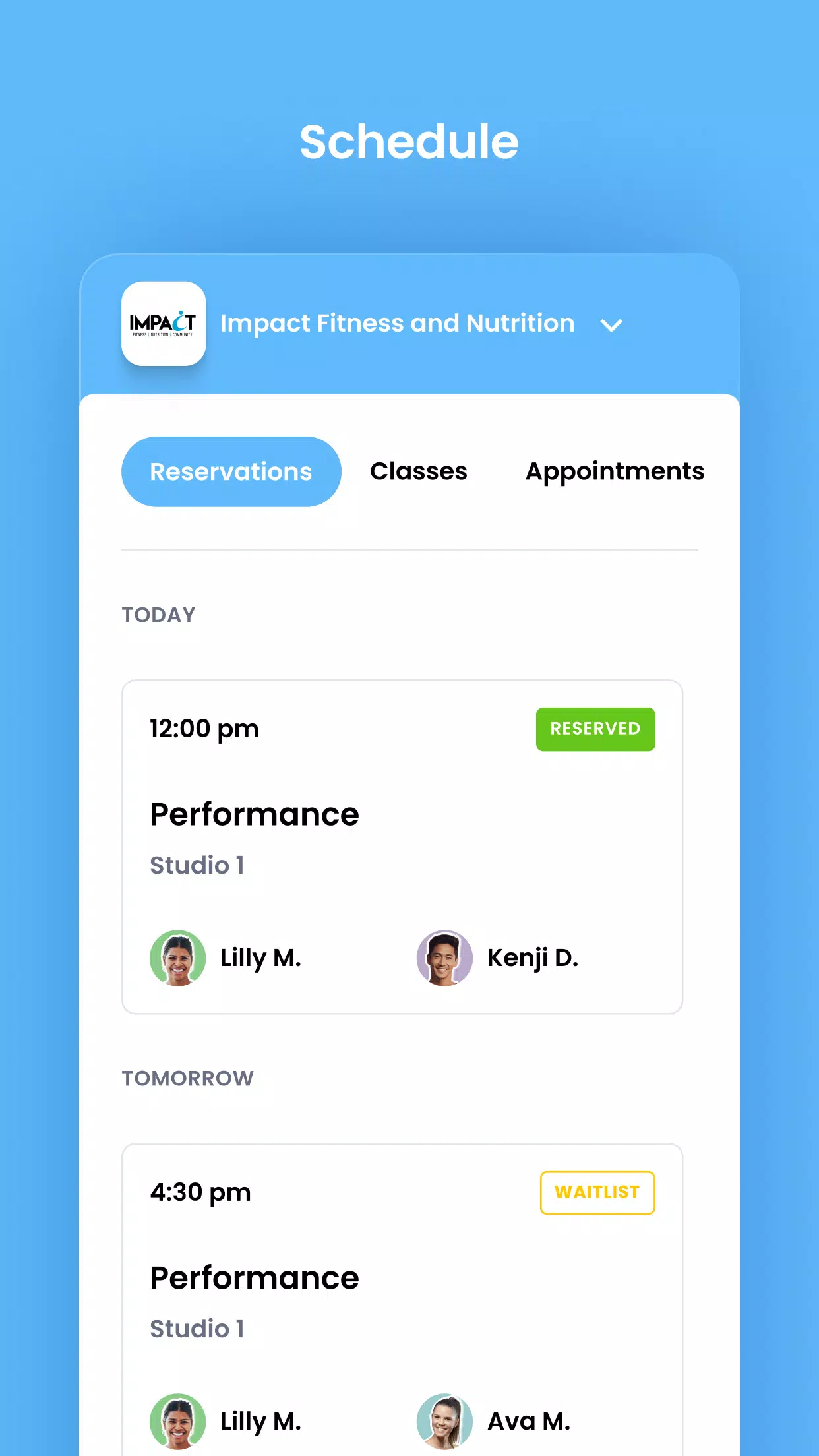 Impact Fitness and Nutrition Screenshots