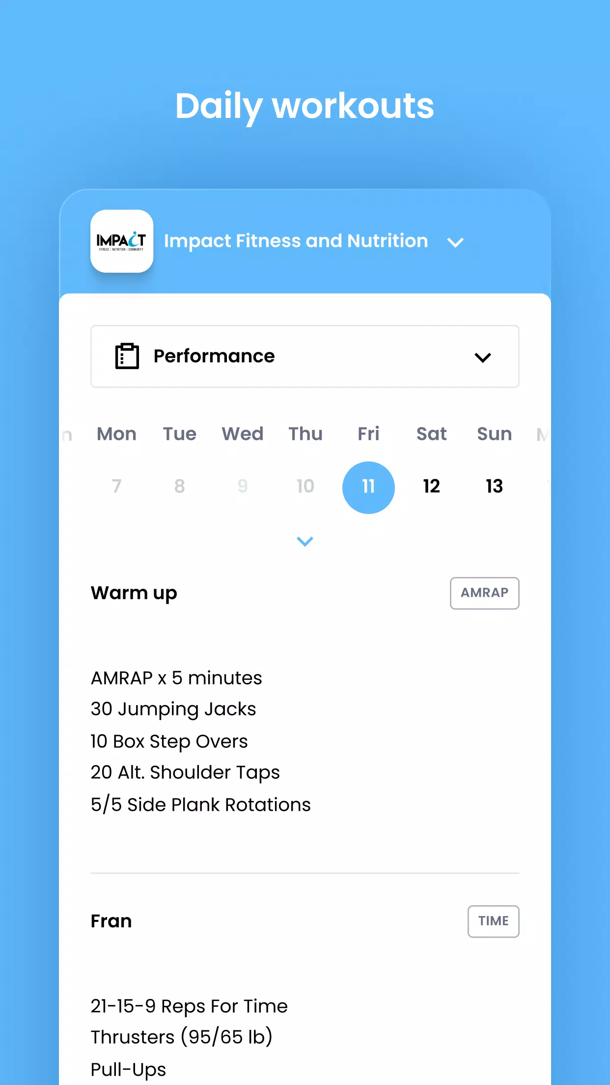 Impact Fitness and Nutrition Screenshots