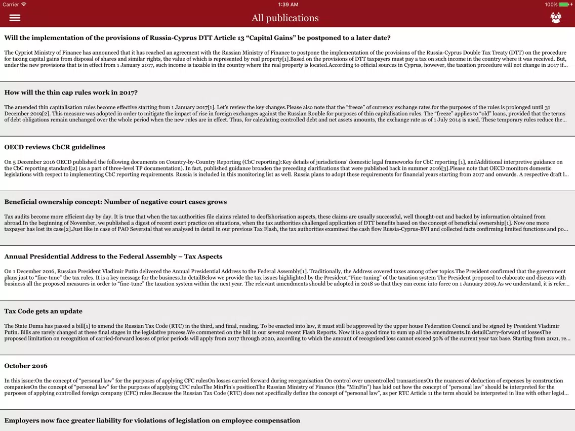 PwC Tax Guru iPad Screenshots