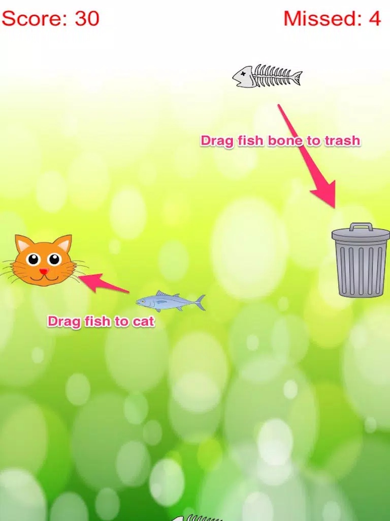 Distinguish Food And Rubbish: Feed Cute Cat With Fish Free iPad 應用截圖