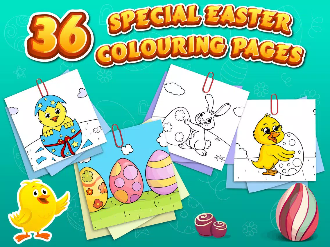Easter Coloring Free : Paint the Eggs, rabbits and chickens iPad Screenshots