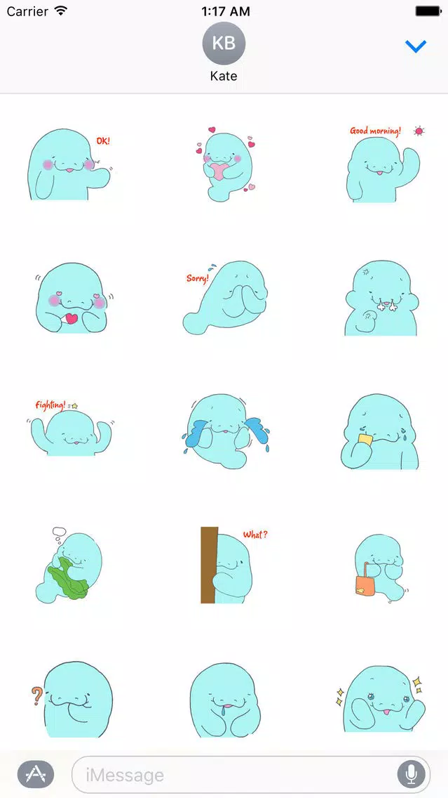 Shy Manatee Emoji Sticker Screenshots