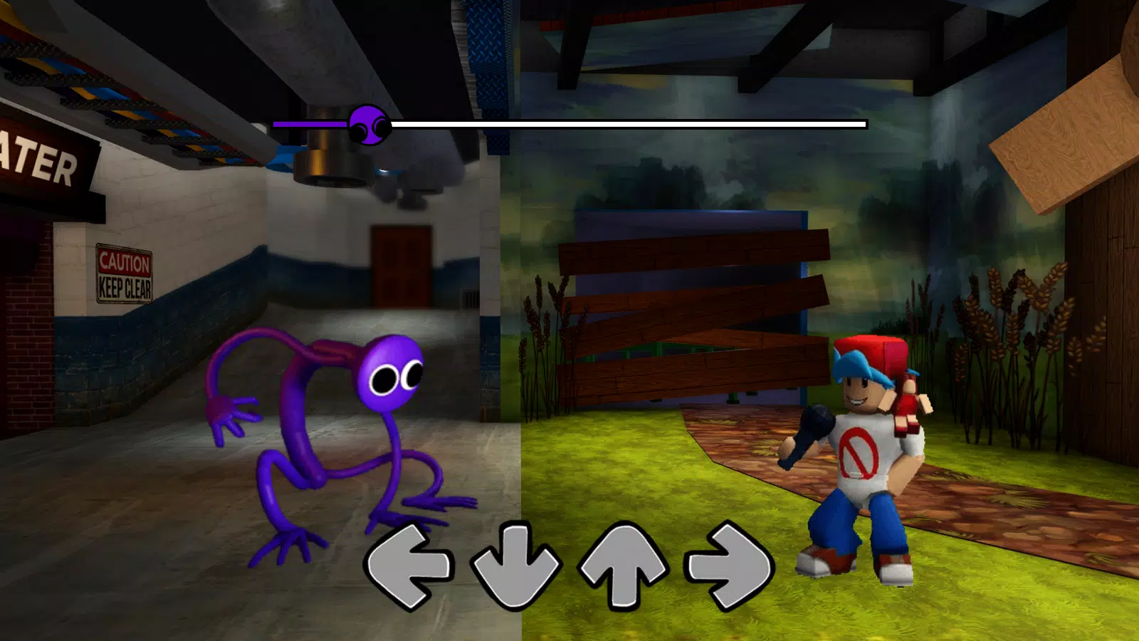 Purple Rainbow Friends FNF Mod Screenshots