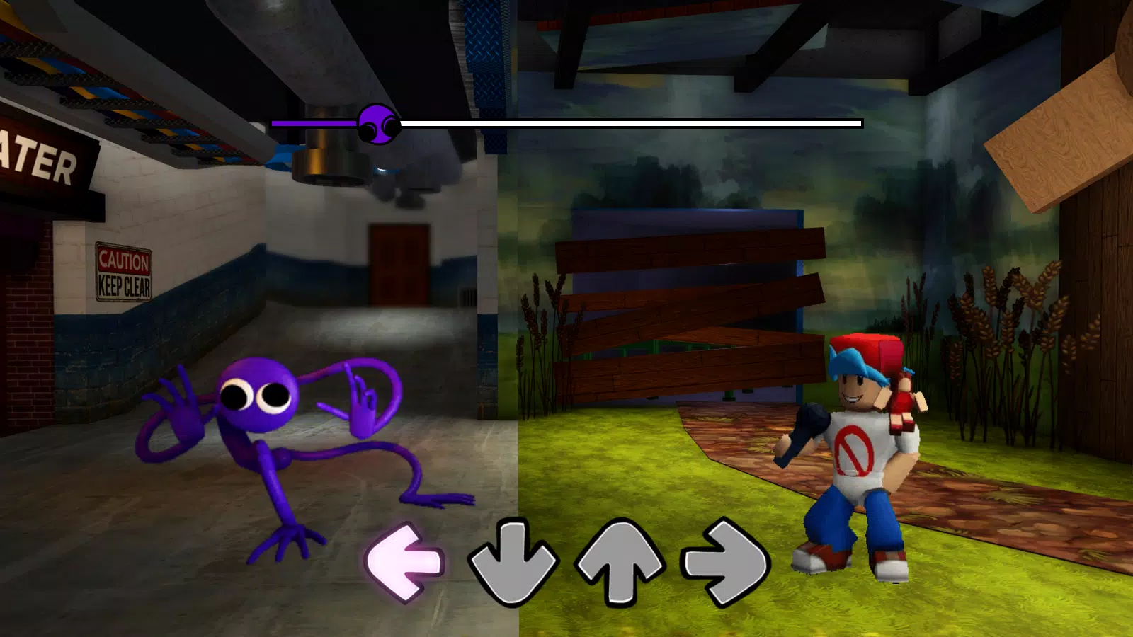 Purple Rainbow Friends FNF Mod Screenshots