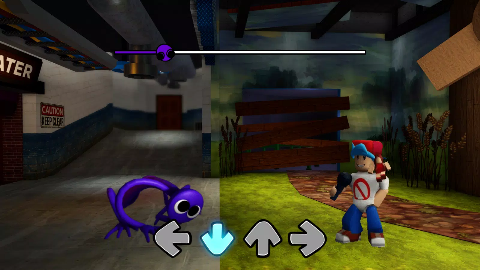 Purple Rainbow Friends FNF Mod Screenshots
