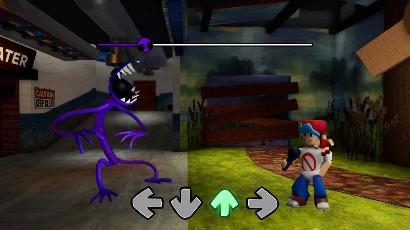 Purple Rainbow Friends FNF Mod Screenshots