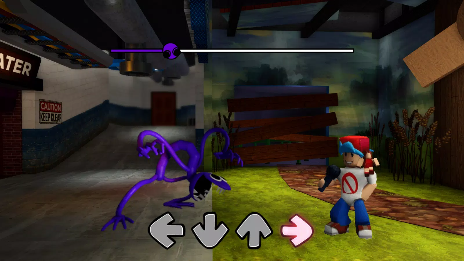 Purple Rainbow Friends FNF Mod Screenshots