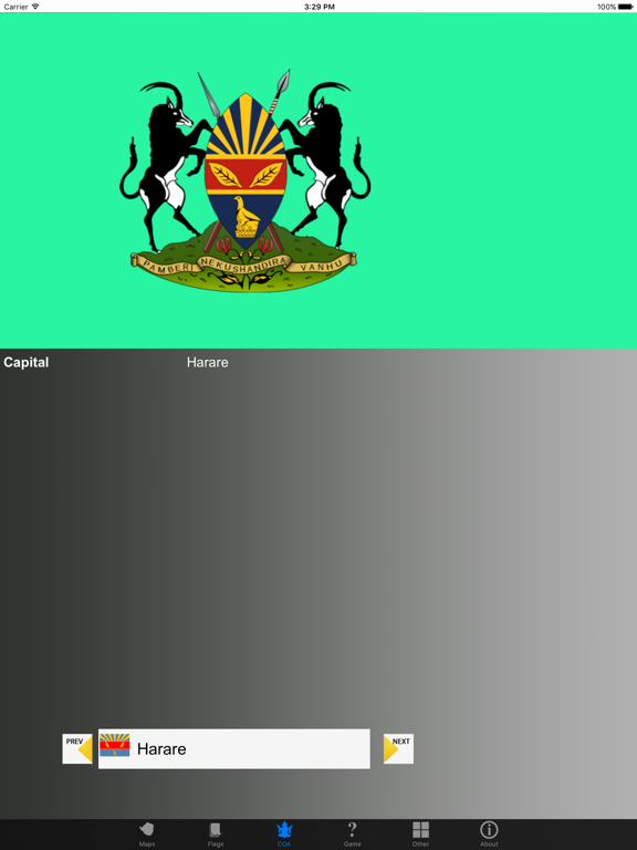 Zimbabwe Province Maps, Flags and Capitals iPad Screenshots