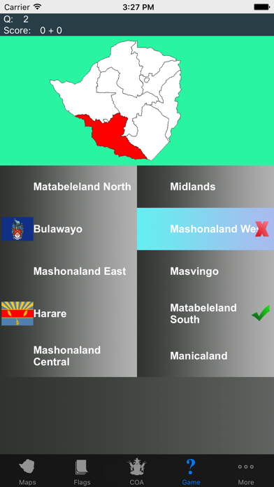 Zimbabwe Province Maps, Flags and Capitals Screenshots