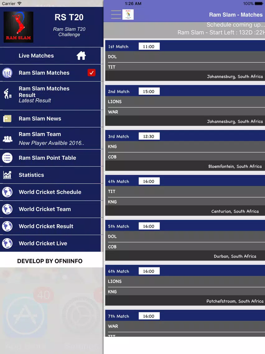 Ram Slam Version T20 - Schedule,Live Score,Today Matches iPad Screenshots