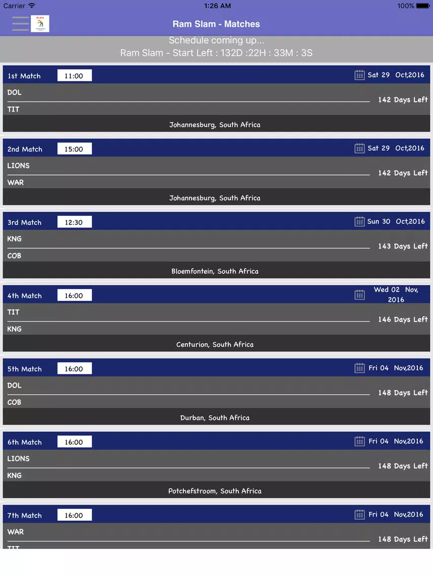 Ram Slam Version T20 - Schedule,Live Score,Today Matches iPad Screenshots