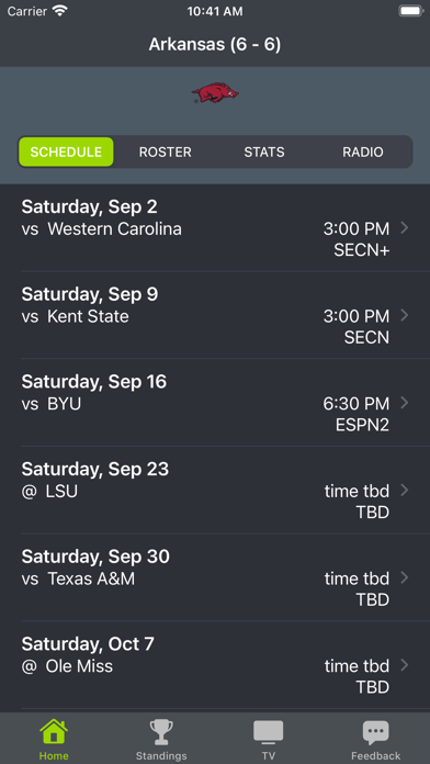 Arkansas Football Schedules Screenshots