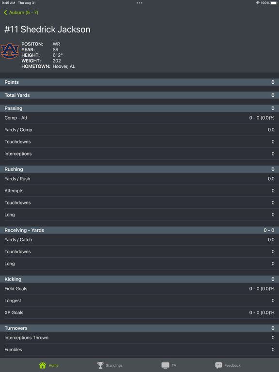 Auburn Football iPad Screenshots