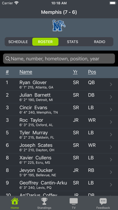 Memphis Football Schedules Screenshots