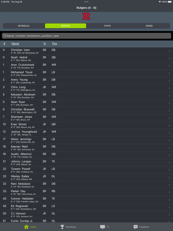 New Brunswick Football iPad Screenshots
