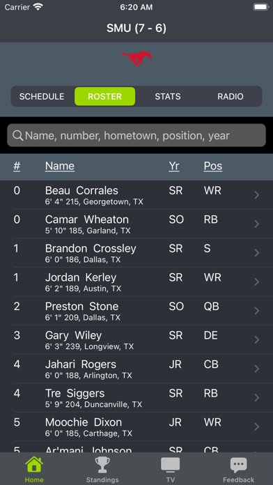 SMU Football Schedules Screenshots