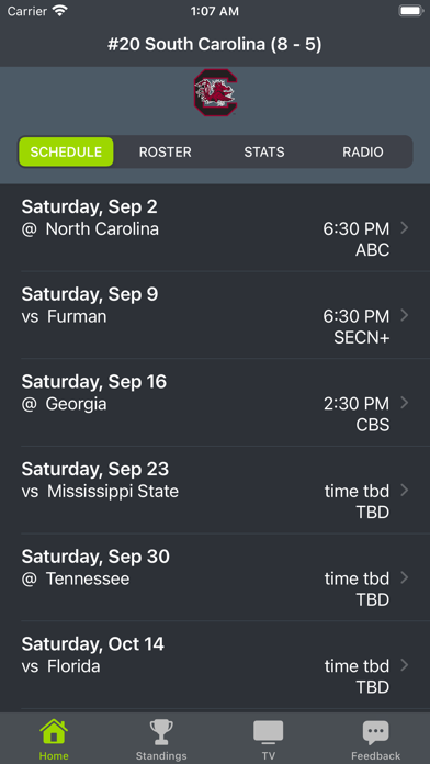 South Carolina Football App Screenshots