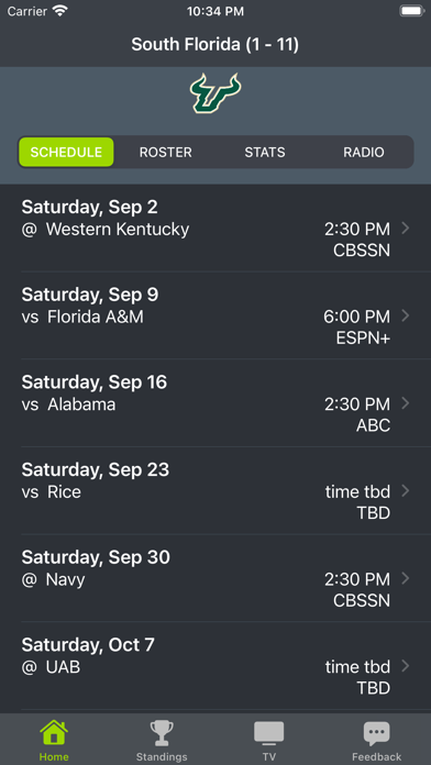 Tampa Bay Region Football App Screenshots