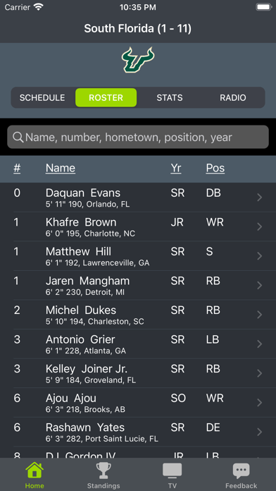 Tampa Bay Region Football App Screenshots