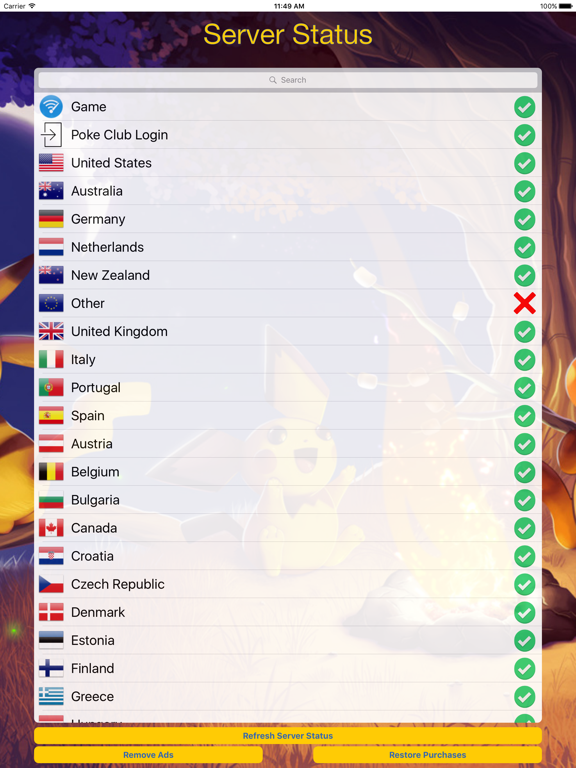 Tangkapan layar Server Status For Pokémon GO iPad