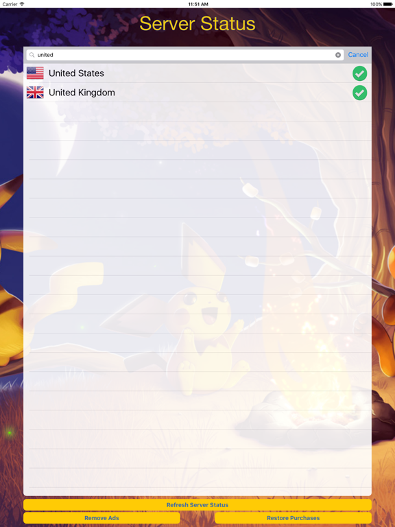 Tangkapan layar Server Status For Pokémon GO iPad