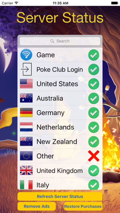 Tangkapan layar Server Status For Pokémon GO