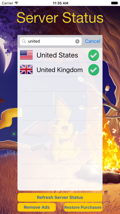 Tangkapan layar Server Status For Pokémon GO