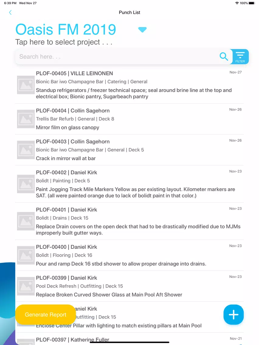 i95 Punch List iPad Screenshots